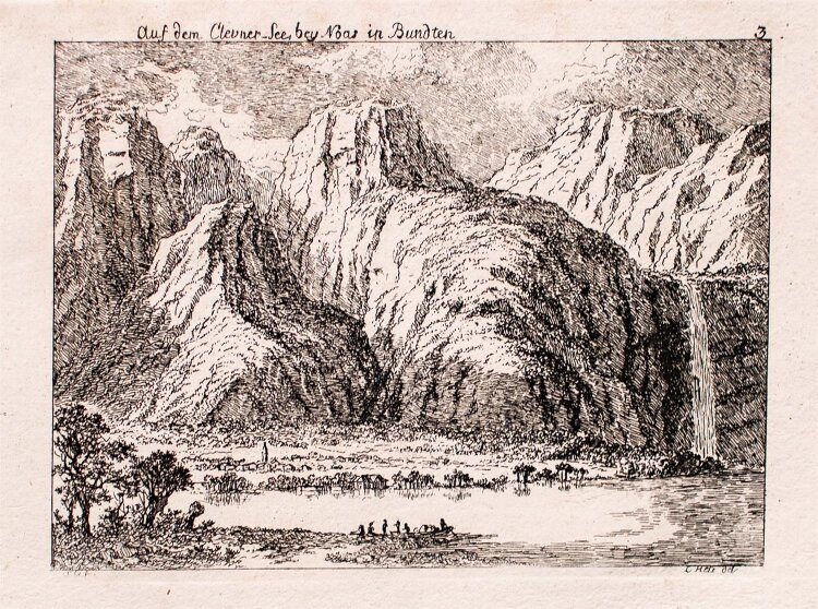 Salomon Gessner - auf dem Clevner See bey Nous in Bundten - Radierung - o. J.