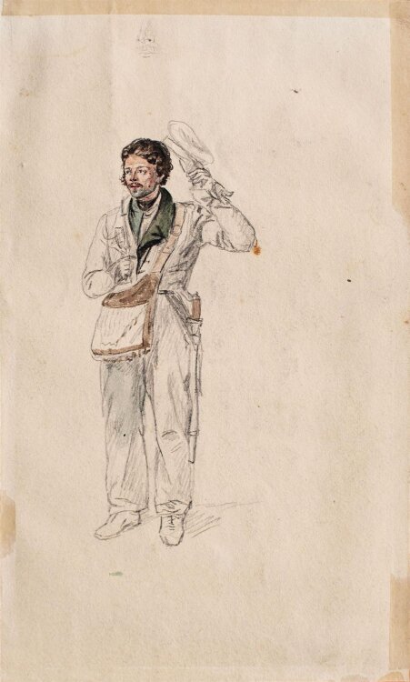 Unbekannt - Jäger - aquarellierte Bleistiftzeichnung - um 1810
