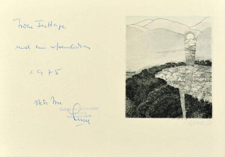 Peter Sylvester - Berglandschaft/ Neujahrsgrafik - 1974 - Radierung