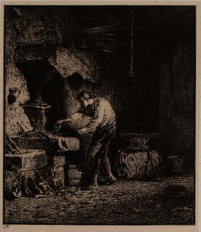 Charles Emil Jacque - Schmied - Radierung - o.J.
