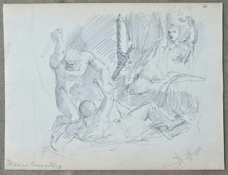 Arpad Schmidhammer - Alboins Ermordung - 1880 - Bleistift