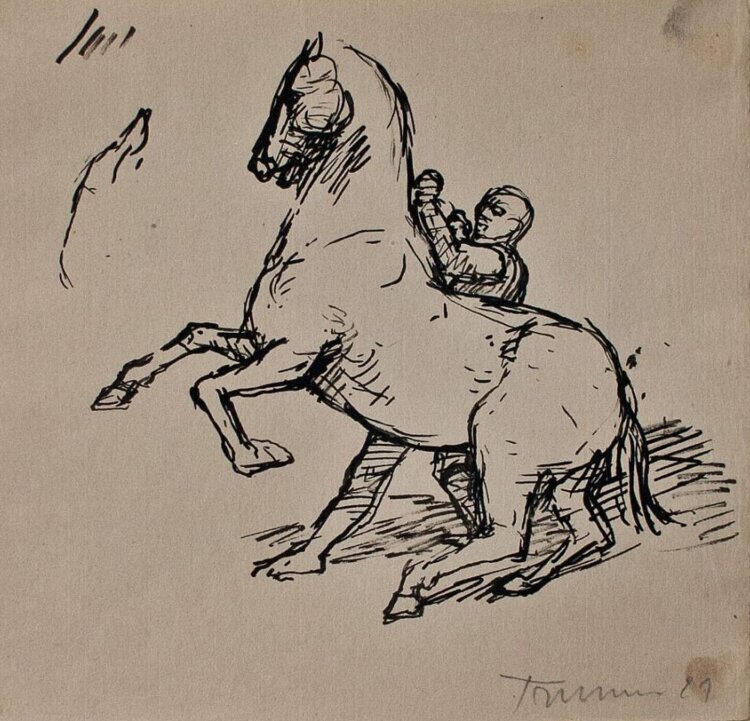 Peter Trumm - Roßbändiger - 1921 - Tusche
