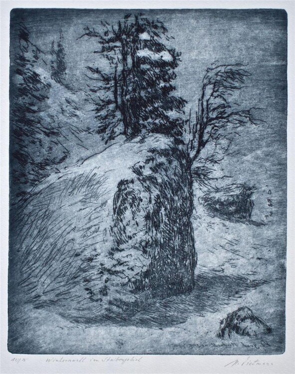 Hans Dietmann - Winternacht - 1995 - Farbradierung