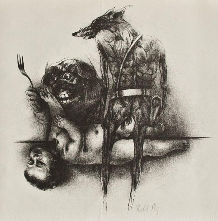 Rainer Herold - Neujahrsgrafik - 1984 - Lithografie