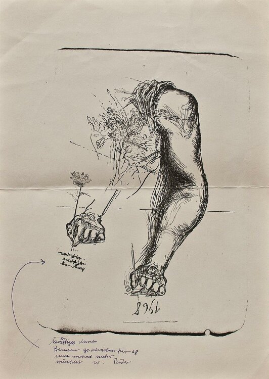 Wolfgang Peuker - Neujahrskarte - Lithographie - 1968