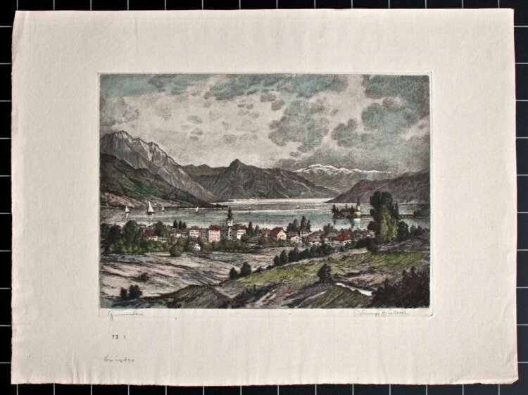 Hugo Eichler - Gmünden - kolorierte Radierung - o. J.