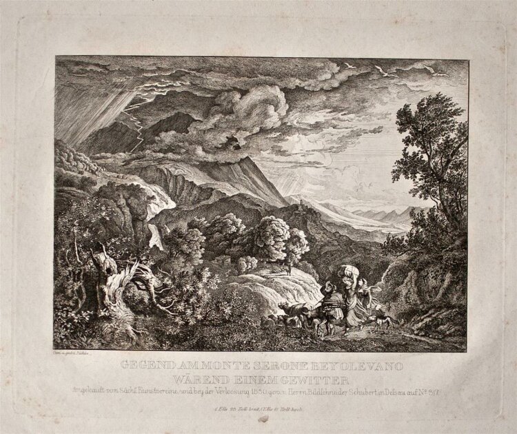 Adrian Ludwig Richter - Monte Serone - Radierung - 1830
