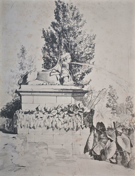 Eusebi Arnau - Sphinx, Park Barcelona - 1887 - Bleistift