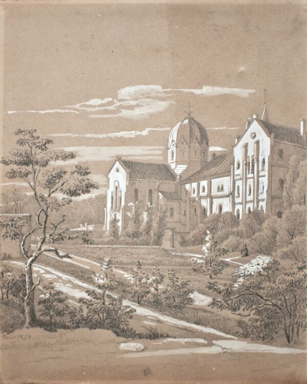 Unbekannt - Klosteranlage, Frankreich - 1858 - Bleistift