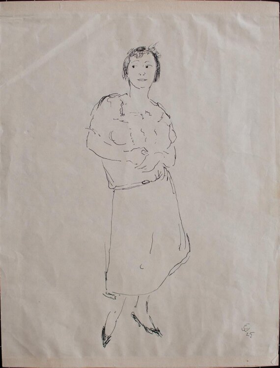 Erich Wünsche - Weibliches Porträt - Tuschezeichnung - 1925