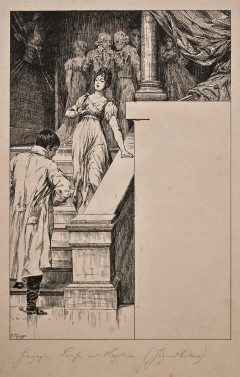 Adolf Münzer - Herzogin Luise und Napoleon - o.J. -  Tusche