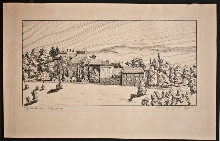B. Marcus - Neues Schloß, Baden - 1924 - Tusche