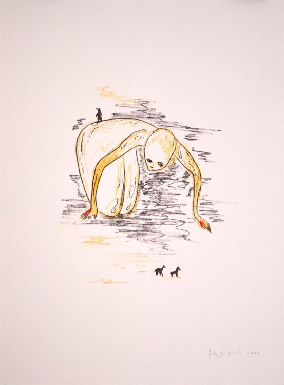 Henk Visch - wartend - 2005 - Lithografie