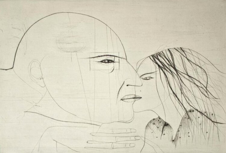Paul Wunderlich - Der Kuß - o.J. - Kaltnadelradierung