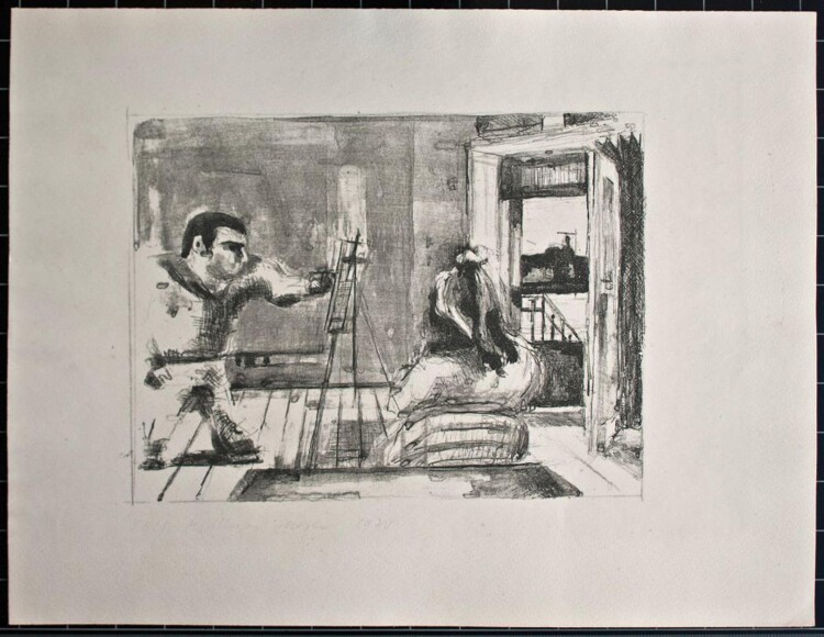 Matthias Jaeger - Maler mit Model - Lithographie - 1970 - 1/11