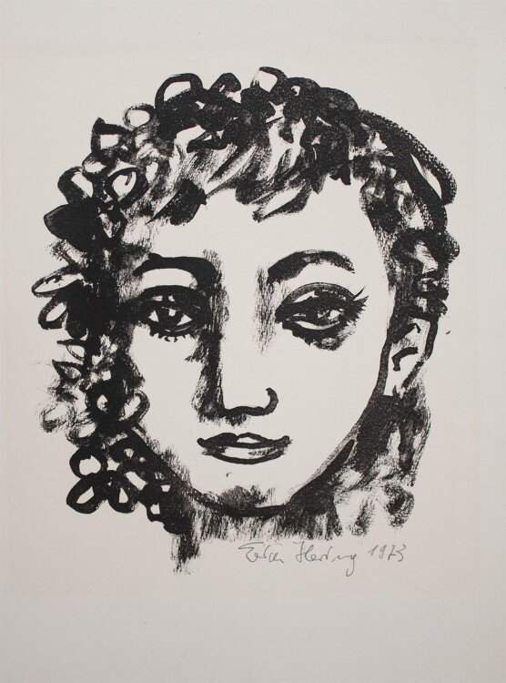 Erich Hering - Frauenporträt - 1973 - Lithografie