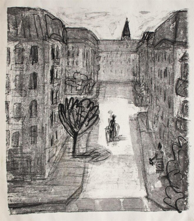 Andreas Brexendorff - Straßenansicht Berlin - o.J. - überarbeitete Lithografie