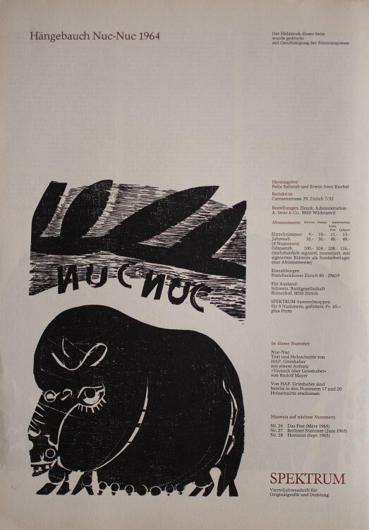 HAP Grieshaber - Spektrum Zeitschrift für Originalgrafik und Dichtung Nr. 25, 1964 - 1962 - Buch