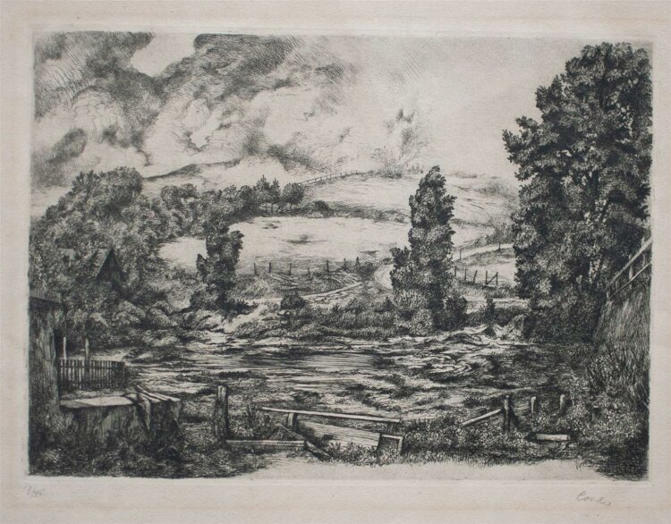 Oskar Coester - Landschaft mit kleinem Anwesen - 1938 -...