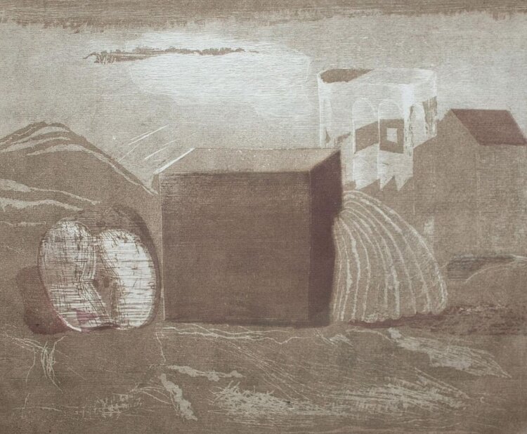 Werner Wittig - Landschaft/Stillleben - 1977 - Farbholzriss