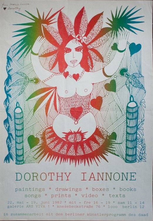 Dorothy Iannone - Ausstellungsplakat Galerie Ars Viva,...