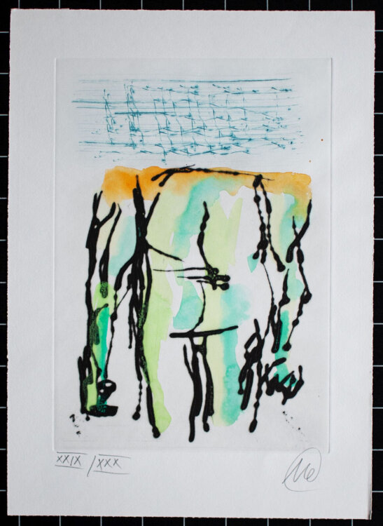 Markus Lüpertz - Der Kunst die Regeln geben - 2005 - aquarellierte Kaltnadelradierung