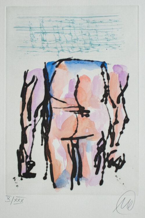 Markus Lüpertz - Der Kunst die Regeln geben - 2005 - aquarellierte Radierung