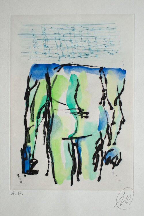 Markus Lüpertz - Der Kunst die Regeln geben - 2005 - aquarellierte Radierung