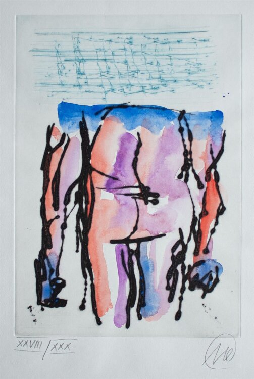 Markus Lüpertz - Der Kunst die Regeln geben - 2005 - aquarellierte Radierung