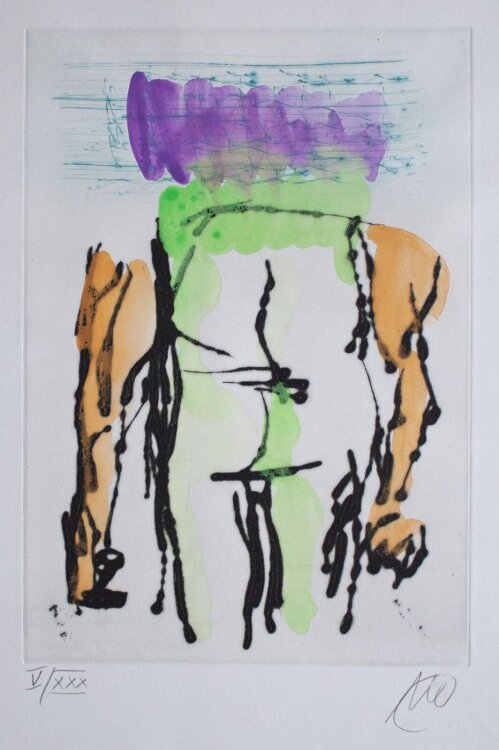 Markus Lüpertz - Der Kunst die Regeln geben - 2005 - aquarellierte Kaltnadelradierung