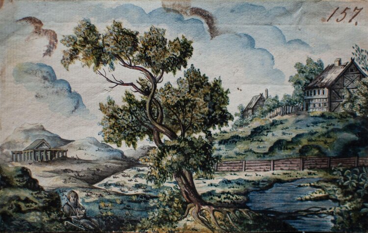 Unbekannt - Flußlandschaft - o.J. - Gouache