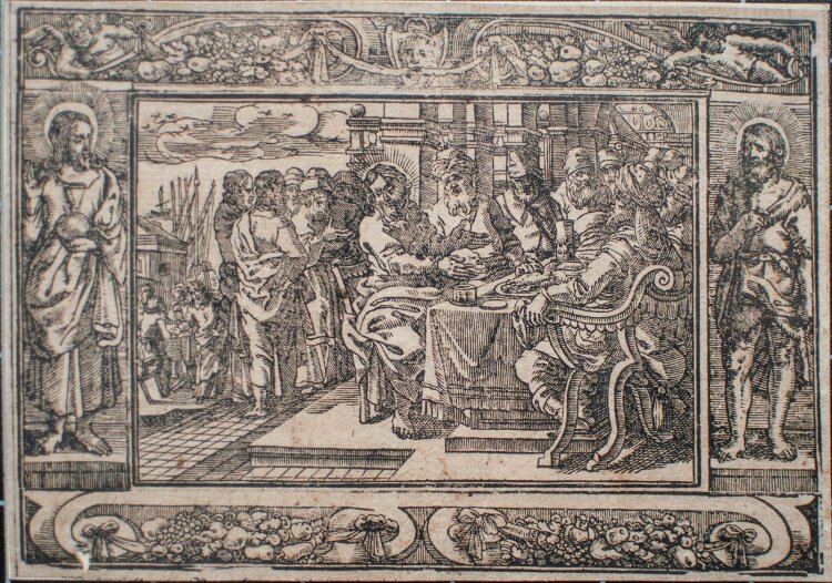 unbekannt - Jesus isst mit den Sündern - o.J. - Holzschnitt