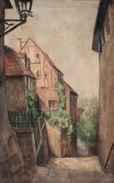 H. Ritter - Straßenansicht - Aquarell - 1922
