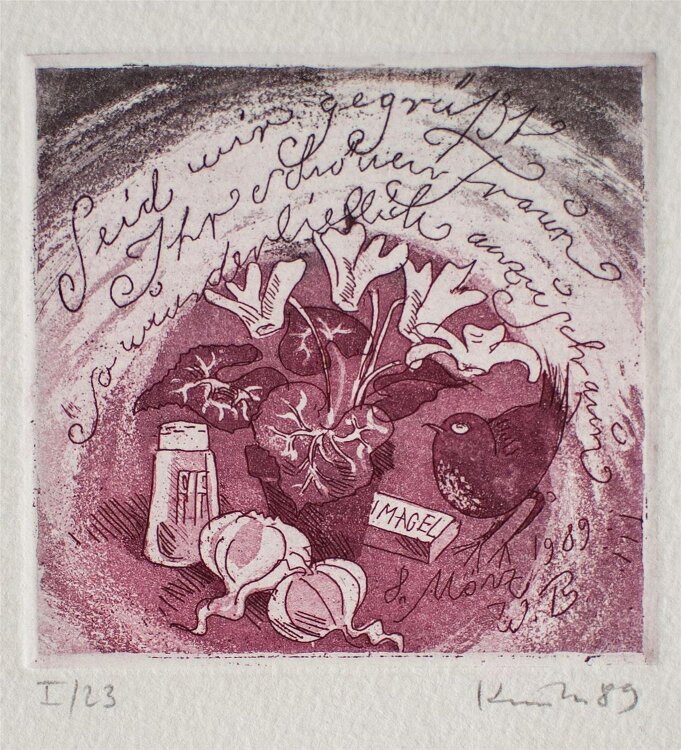 Dietrich Kunth - Seid mir gegrüßt ihr schönen Fraun - Radierung - 1989 - I/23