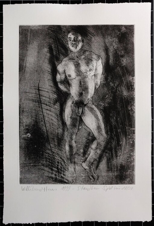 Willibrord Haas - Standbein-Spielbein / Männl. Akt - Radierung - 1999 - 18/20