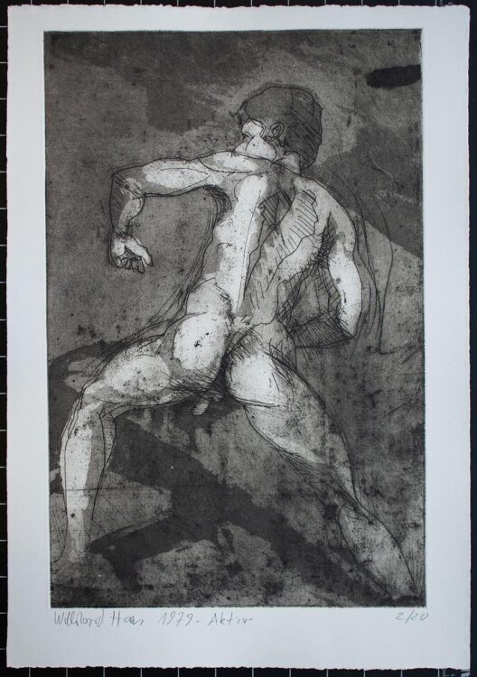 Willibrord Haas - Aktiv / Männlicher Akt - Radierung - 1979 - 2/20